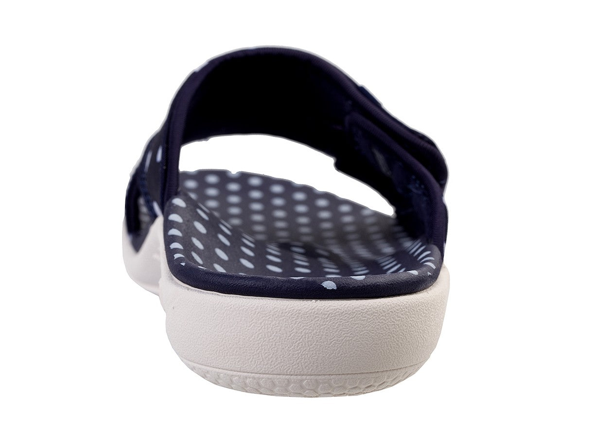 Spenco Kholo Polka Dot Women's Orthotic Slide Sandal - Navy - Side