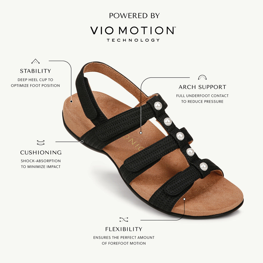 Vionic Amber Pearl Women's Adjustable Orthotic Sandal - Motion Technology Diagram Lifestyle